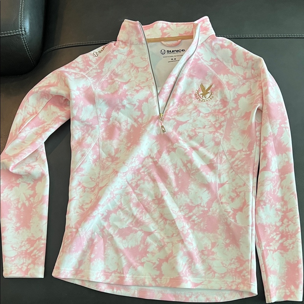Sunice Pink and White Tie-Dye Pullover